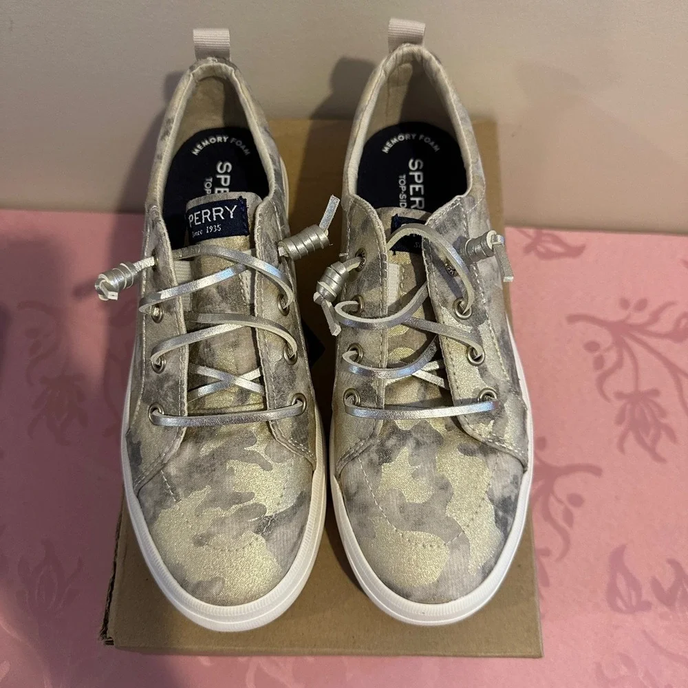 Kids crest vibe camo girls Sperry shoes - Picture 2 of 5